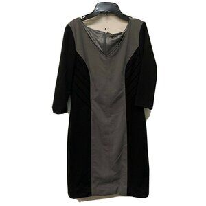 Tahari ASL Levine Womens Multicolor Color Block V Neck Sheath Dress